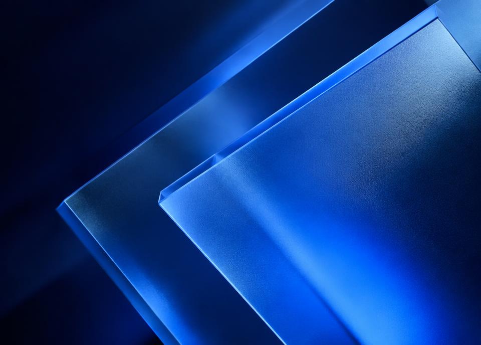 Abstract blue glass artwork for the featured course